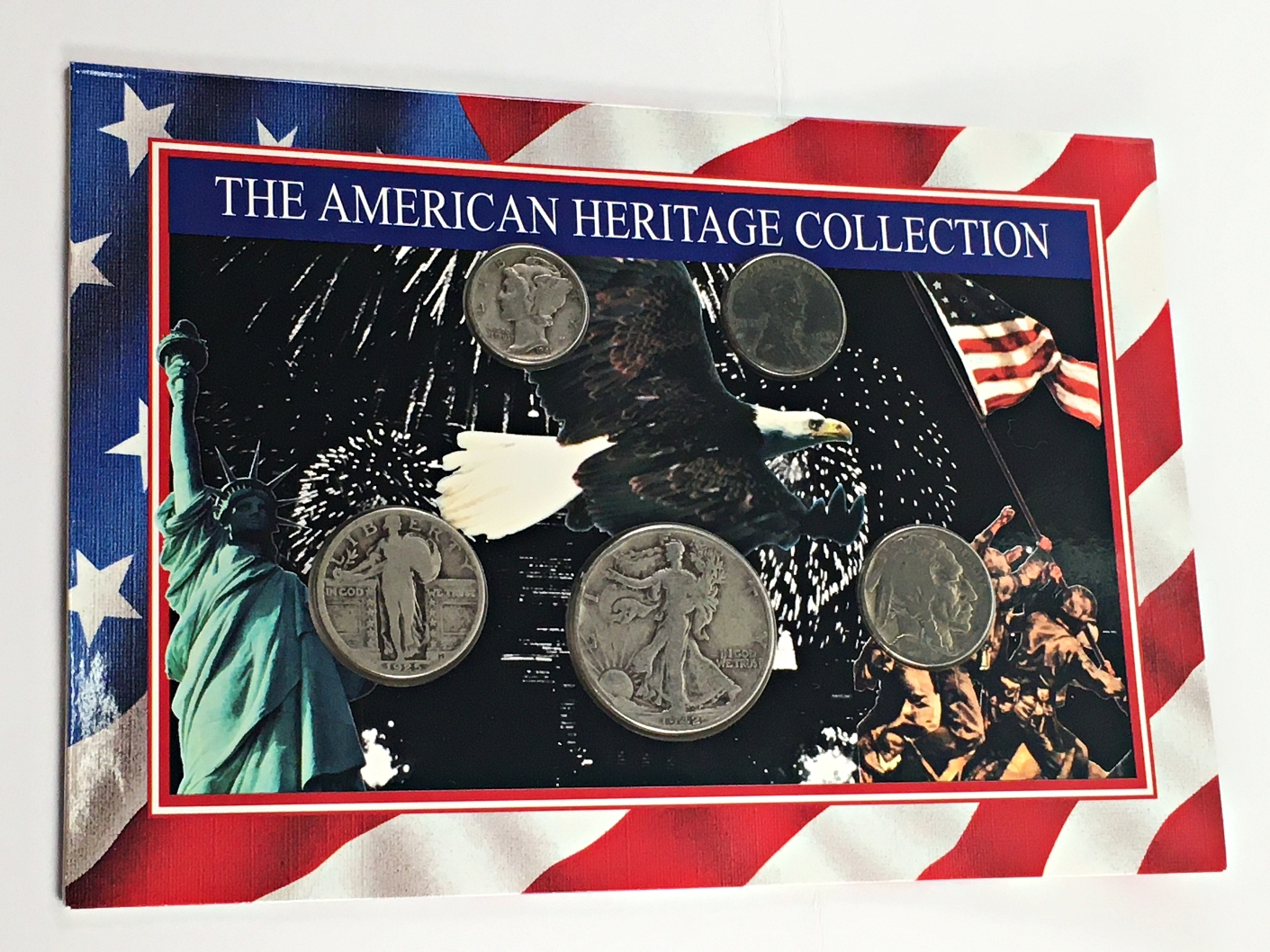 1942 Walking Liberty 50c, 1925 Standing Liberty 25c, 1941 Mercury 10c ...