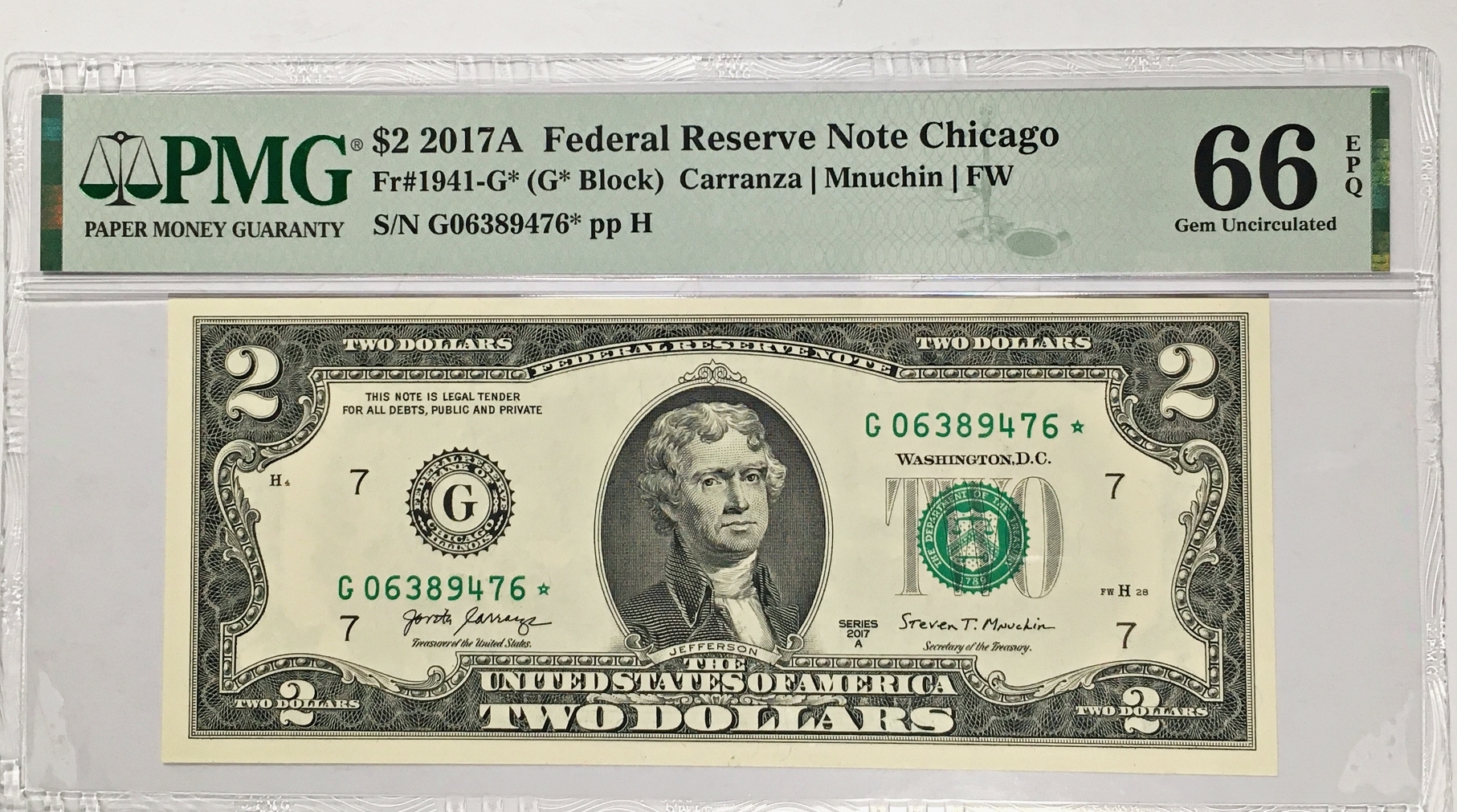 $2 2017A Federal Reserve STAR Note; Chicago-Gem Uncirculated 66 EPQ by ...