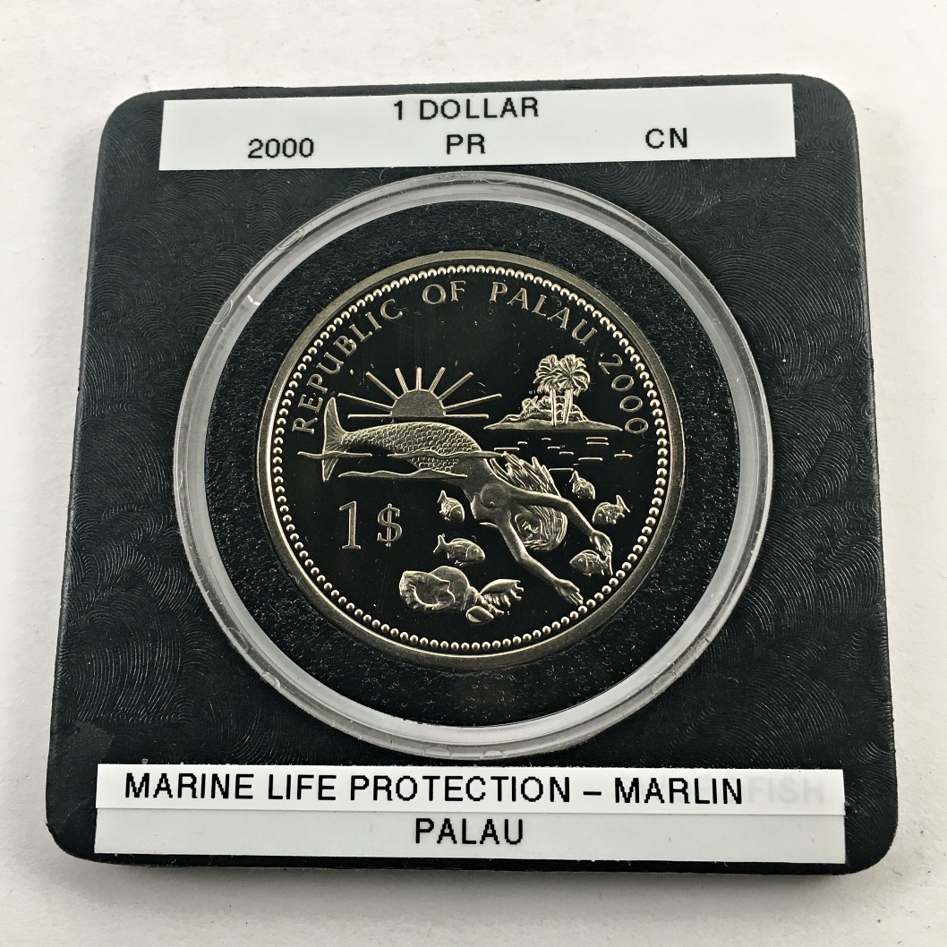 2000 Palau Colorized Proof $1 Coin*Marine Life Protection-Marlin*DCAM ...