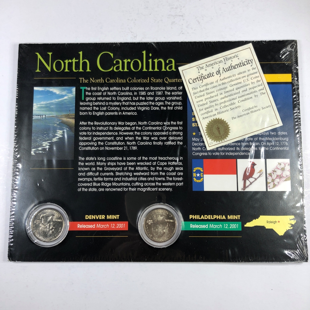 One - 2001 D North Carolina Statehood Quarter Uncirculated from OBW