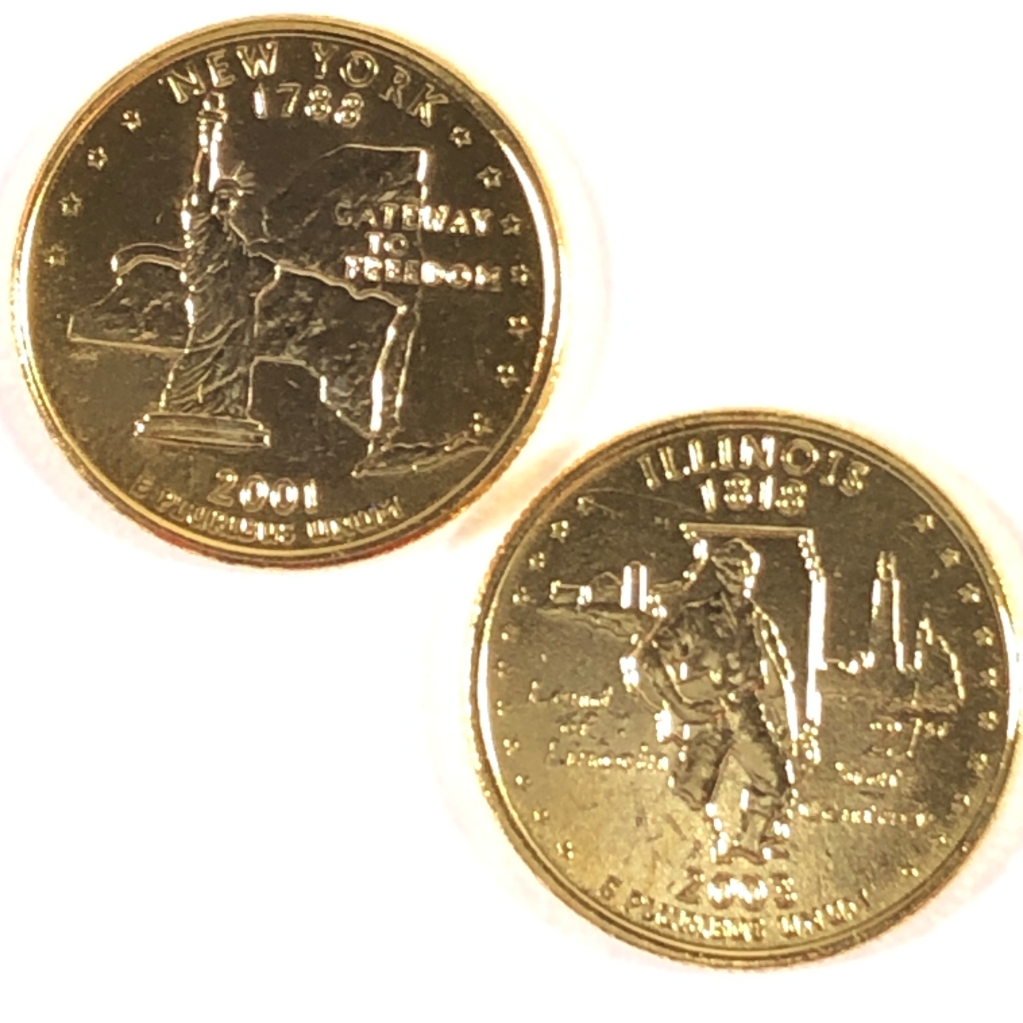 2002 & 2003 24K Gold Layered Colorized State Quarters Commemorating ...