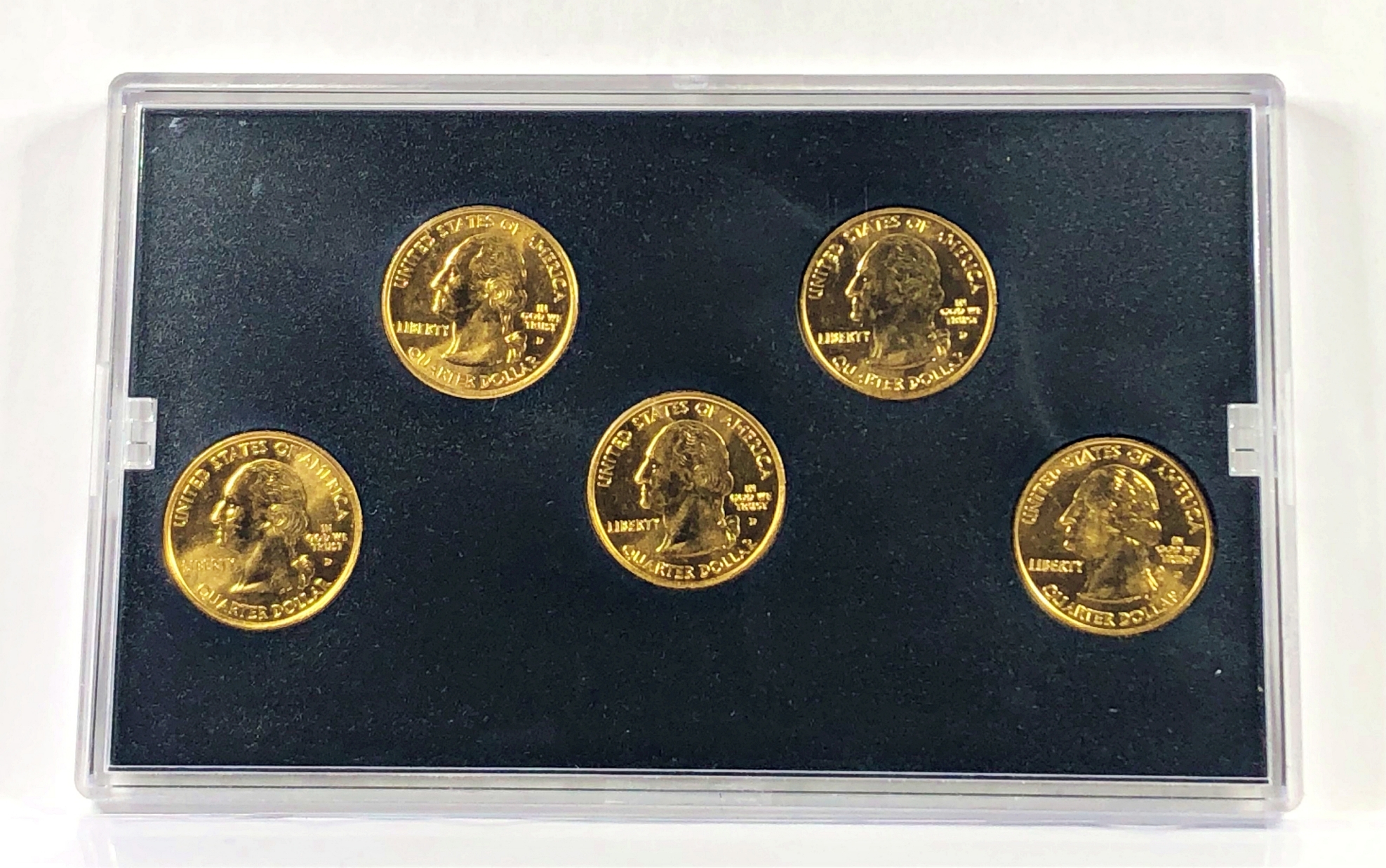 thumbnail image 2 of 2005 US Statehood Quarters Complete 5-Coin Set - 24K Gold Plated & Housed In Protective Capsules 2 of 13