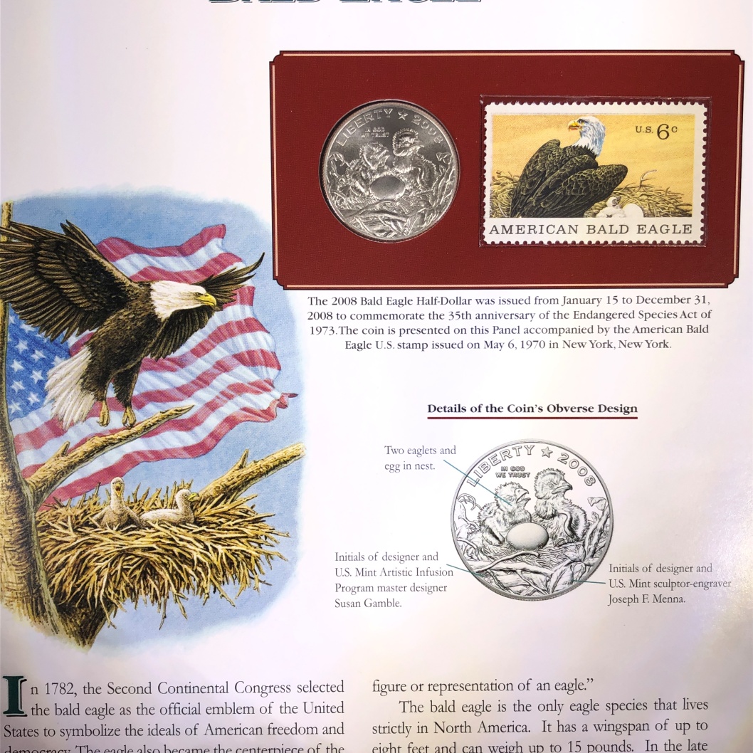 2008-S Bald Eagle Commemorative Half Dollar and 1970 6c Bald Eagle ...