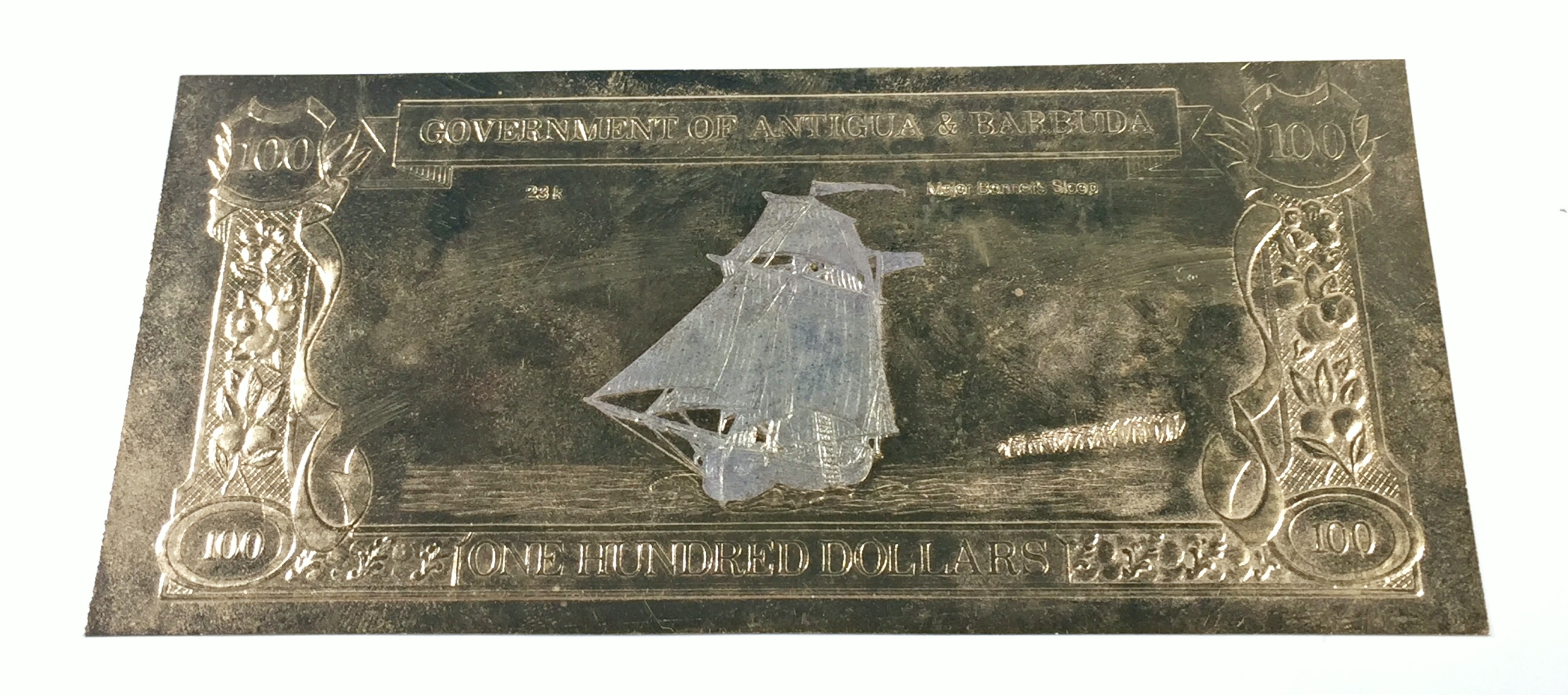 24K Gold and .999 Fine Silver Foil Banknote*Legal Tender of Antigua and
