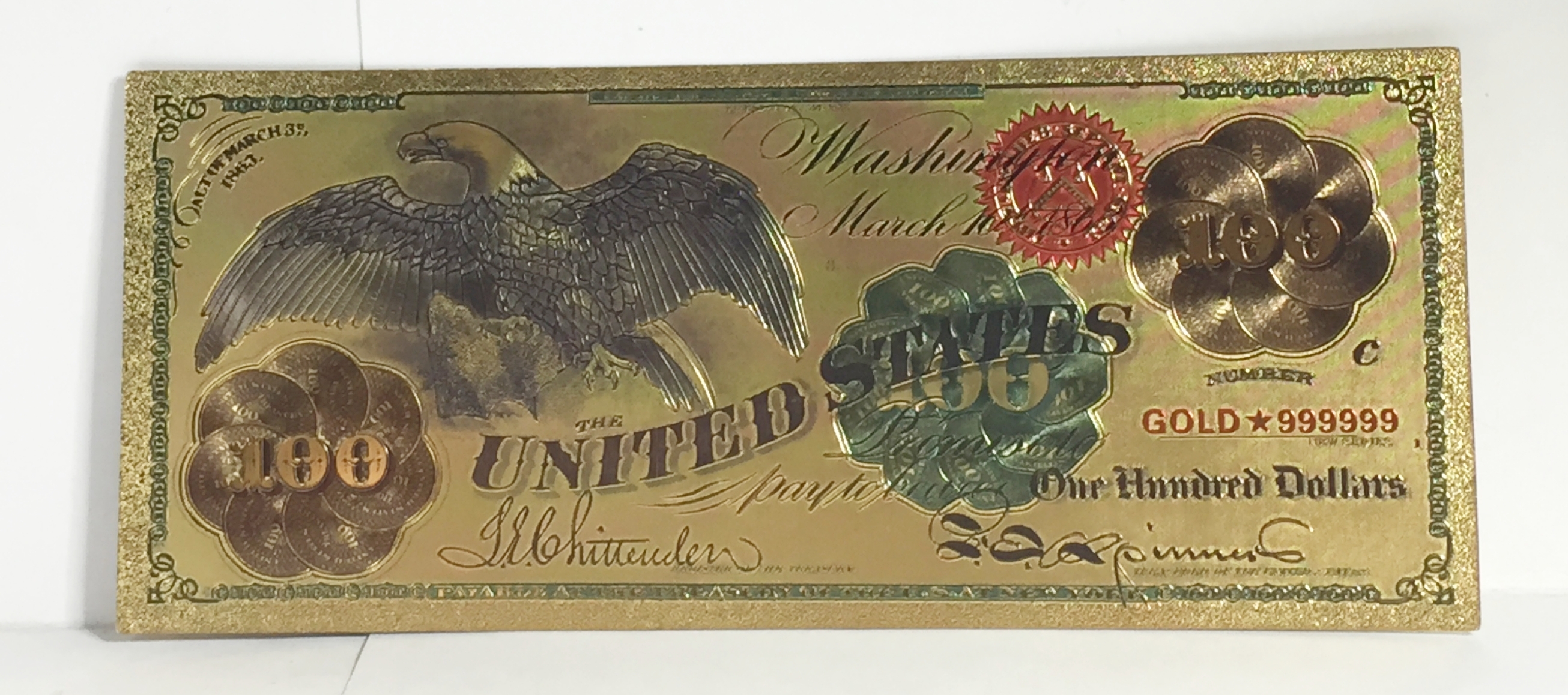 24K Gold Legal Tender Replica of 1963 100 National Bank Note*Proof