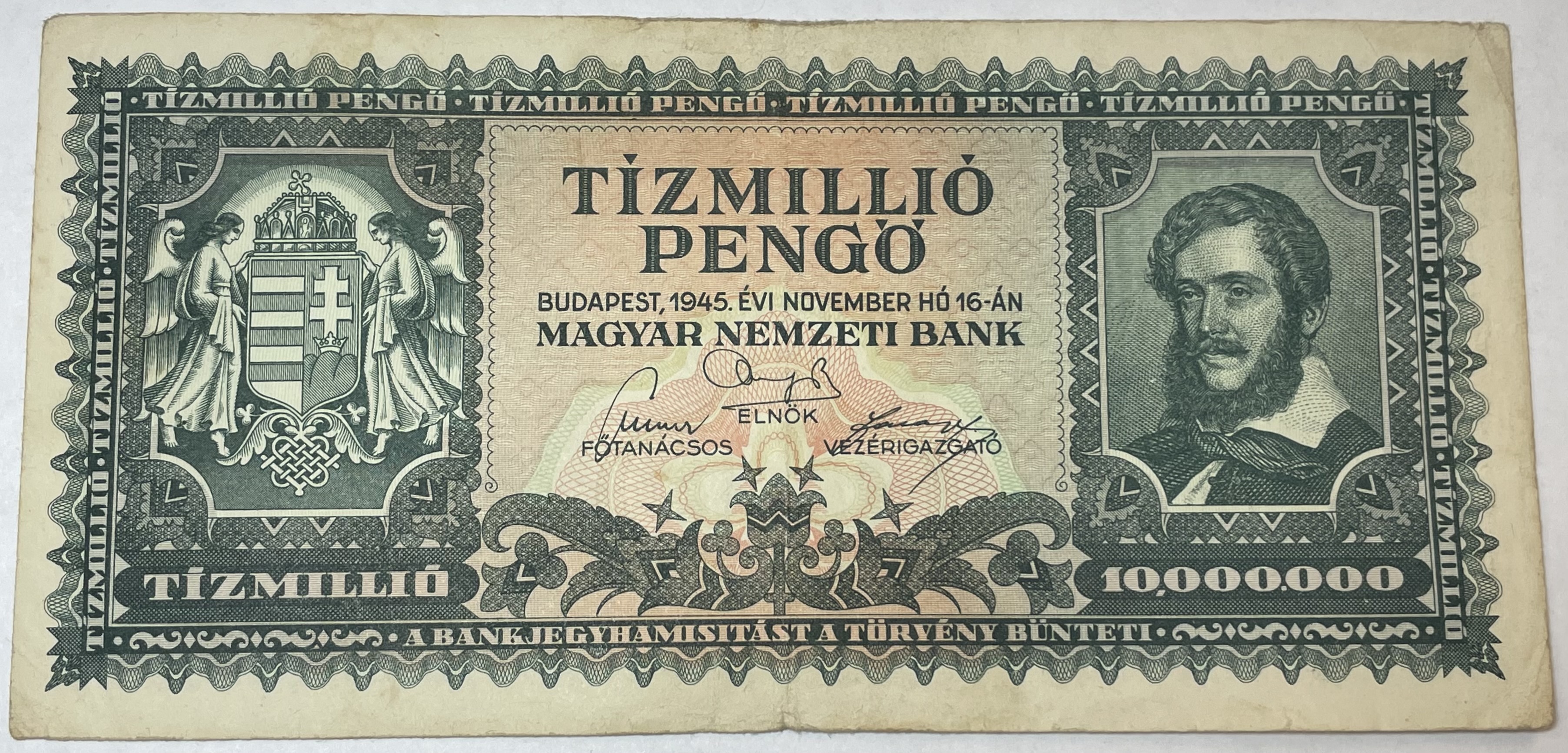 1945 Hungary 10,000,000 Pengo World War II Era Bank Note | Property Room