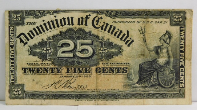 1900 Dominion of Canada 25 Cents Bank Note | Property Room