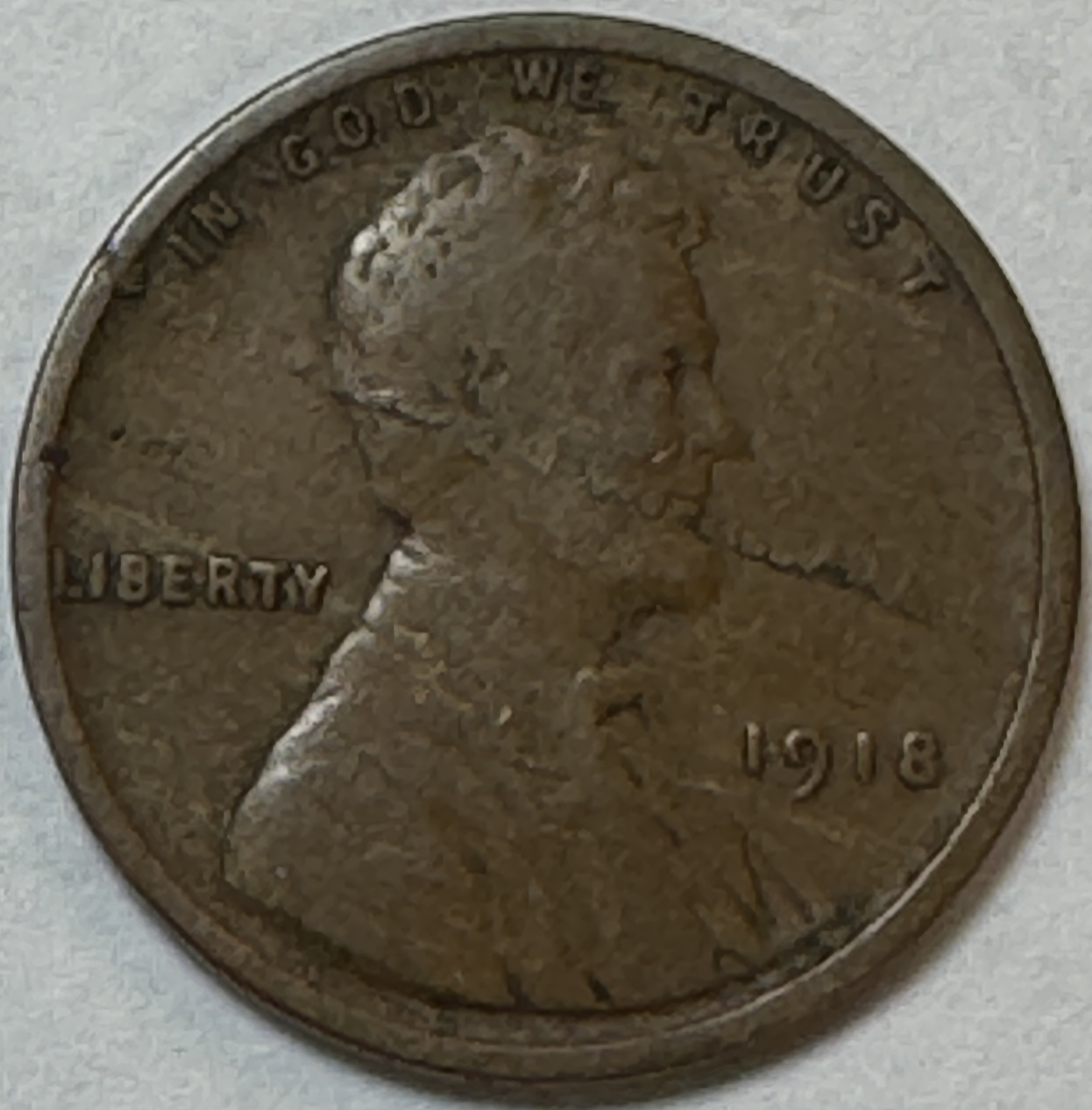 MINT ERROR 1918 Lincoln Wheat Cent Obverse Lamination Error Property Room