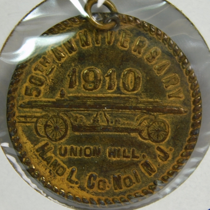 Rare 1910 Union Hill, New Jersey 50th Anniversary Commemorative Medal