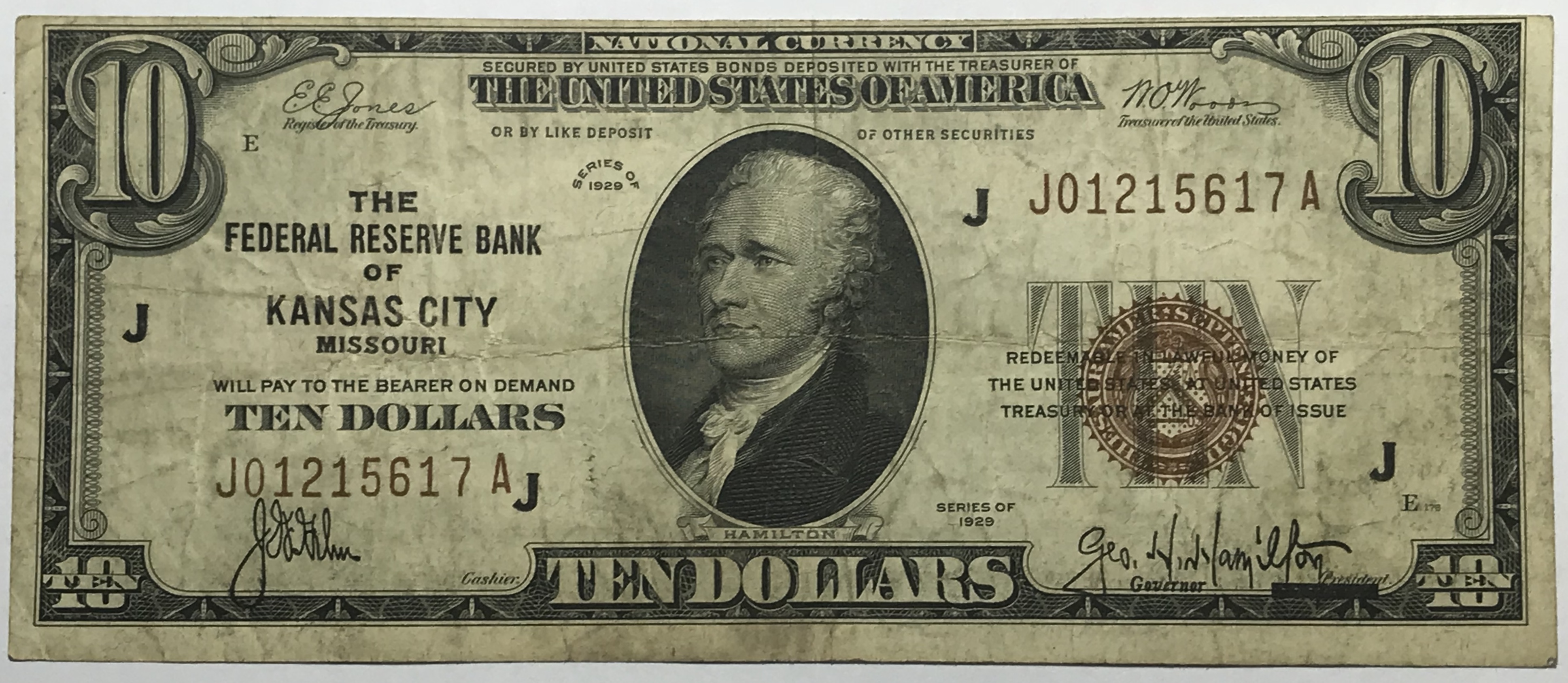 1929 10 Federal Reserve Bank of Kansas City, Missouri National