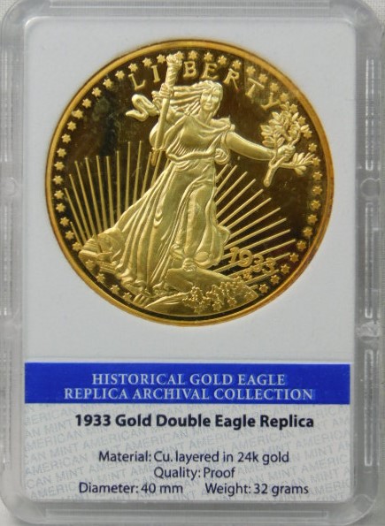 1933 Gold Double Eagle Replica - 24K Gold Layered Proof - | Property Room