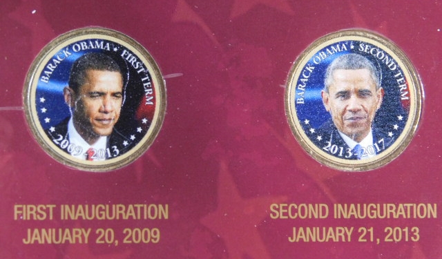 Barack Obama First & Second Inauguration Bifold-(2) Colorized Halogram ...
