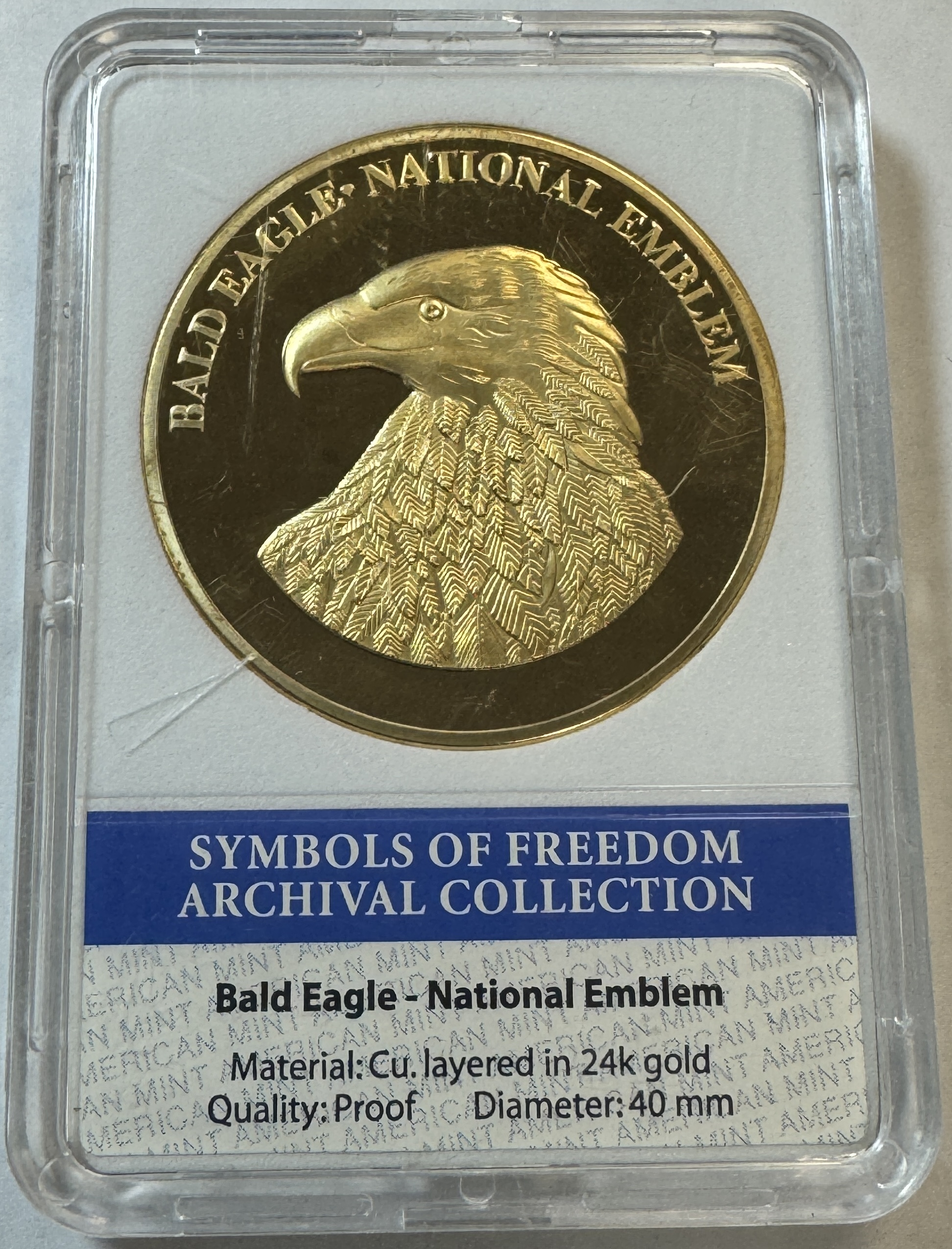 24K Gold Layered Bald Eagle Limited Edition Symbols of Freedom Archival ...