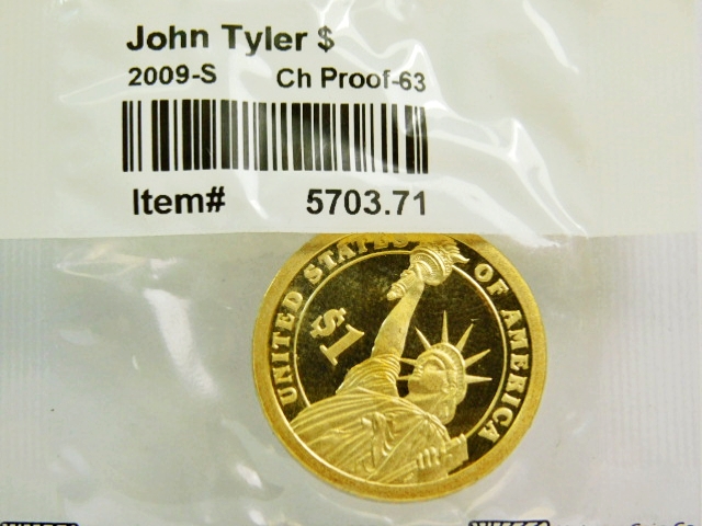 2 Coins US Presidential One Dollars 2009-P/&D BU Mint State John Tyler