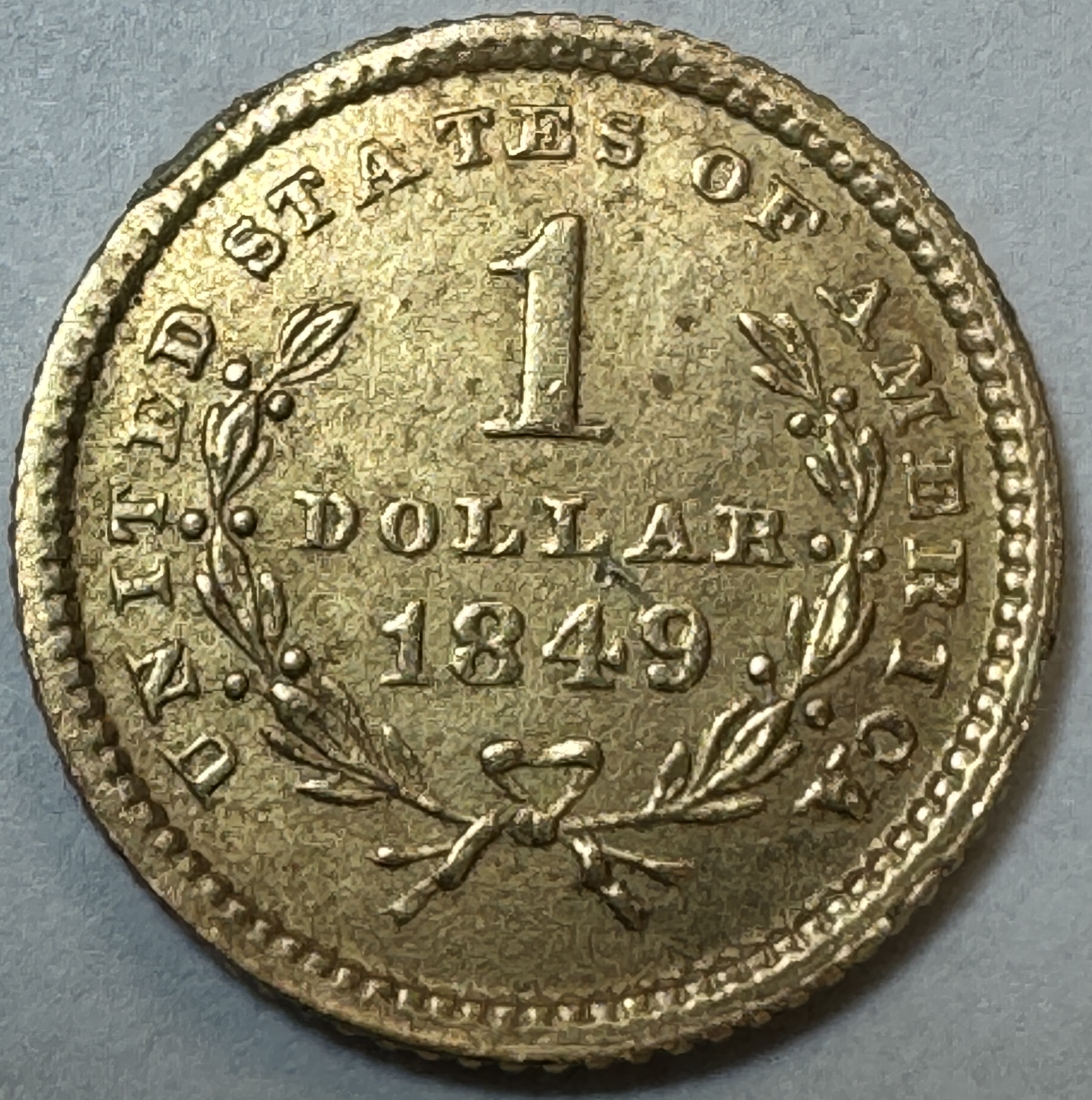 MINT ERROR 1849 Type I Liberty Head Gold Dollar w/180 Degree Reverse ...
