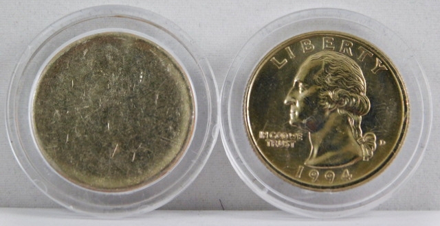 Official US Mint Coin Die - Cancelled/Defaced 1994 Denver 1C Cent With Blank - COA Included