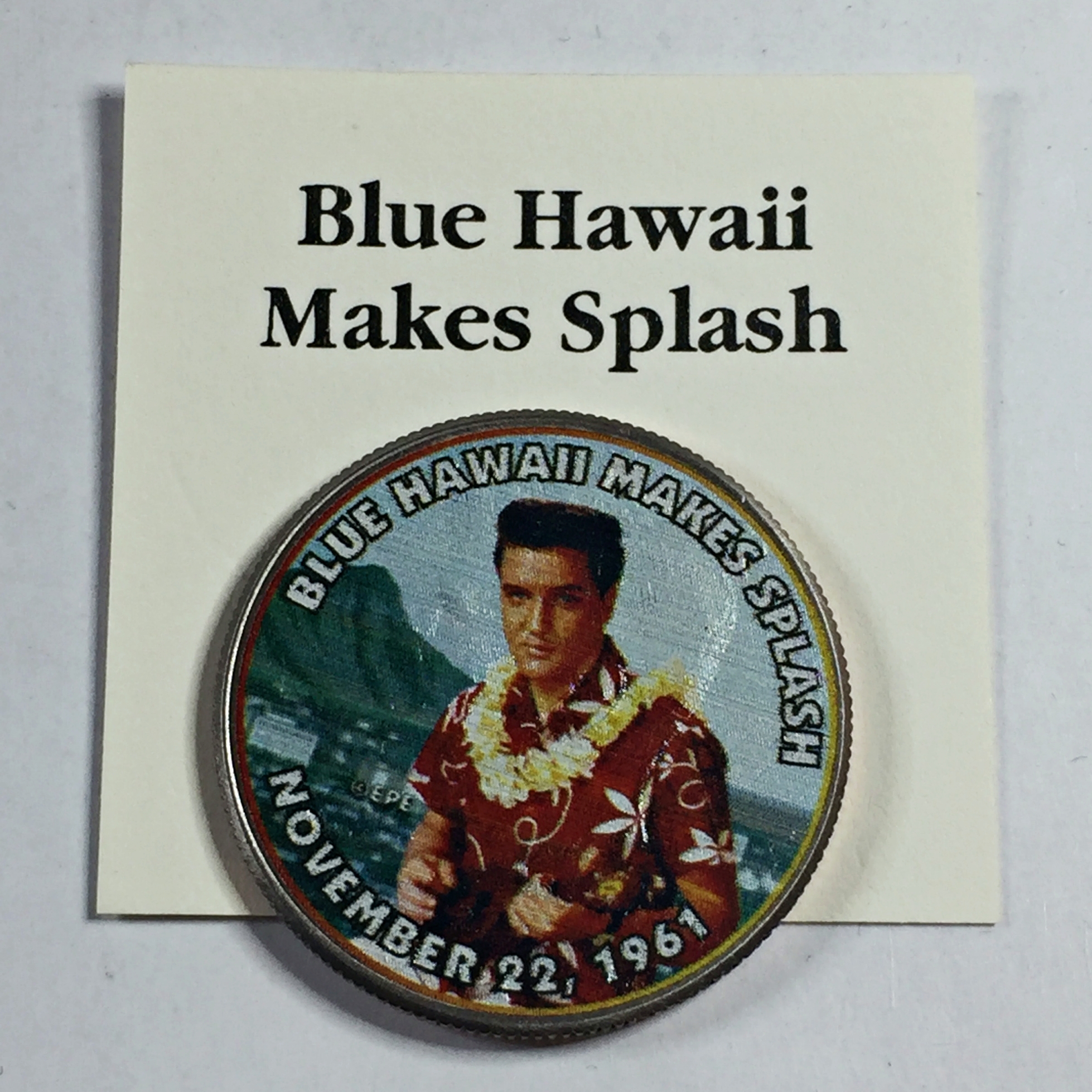 Colorized Kennedy Half Dollar Commemorating Elvis Presley's Blue Hawaii ...