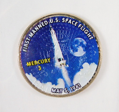 Colorized Kennedy Half Dollar Commemorating First Manned U.S. Space ...