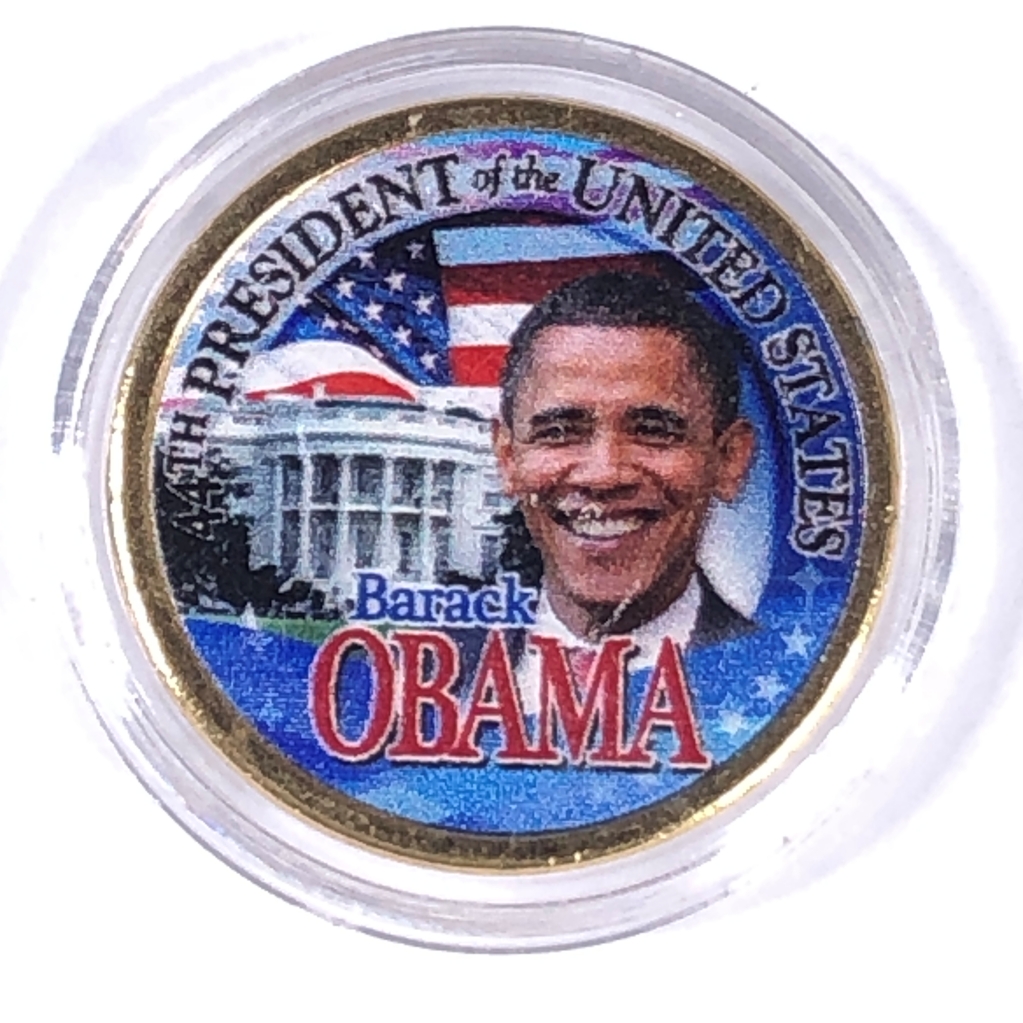 Colorized Presidential Dollar Commemorating B. Obama | Property Room