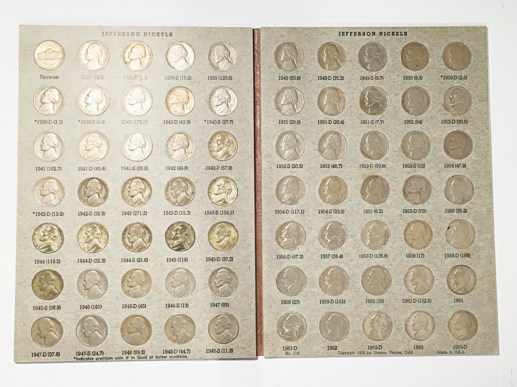 DANSCO Jefferson Nickel Collector's Coin Album*Includes 70 Nickels (12