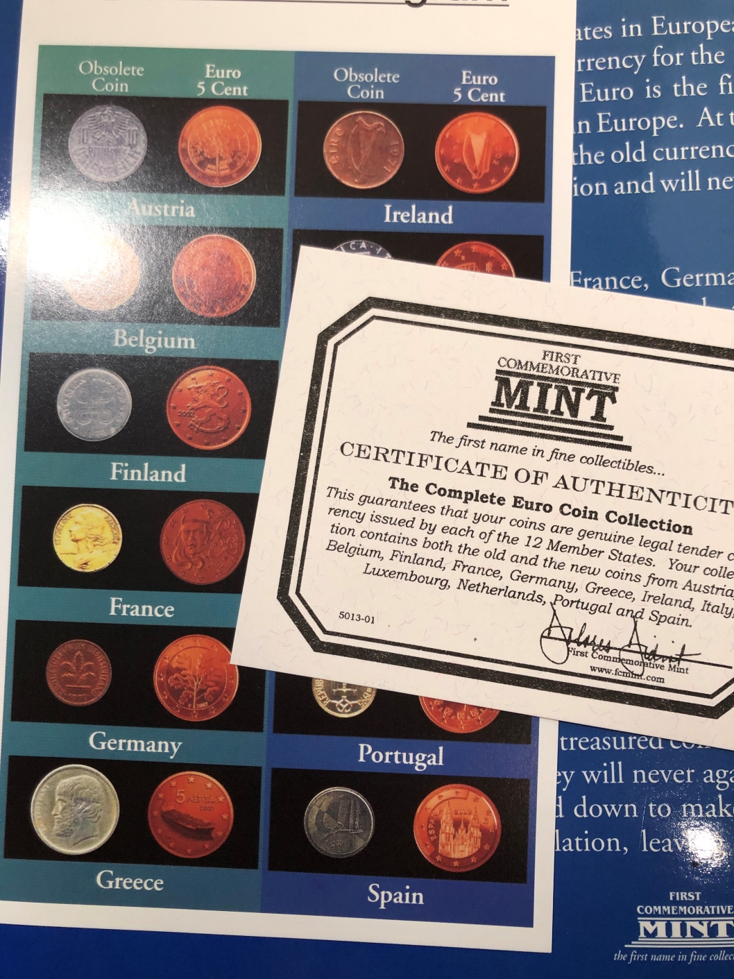 Euro Coins and Album Certificate of Authenticity *High Grade Property