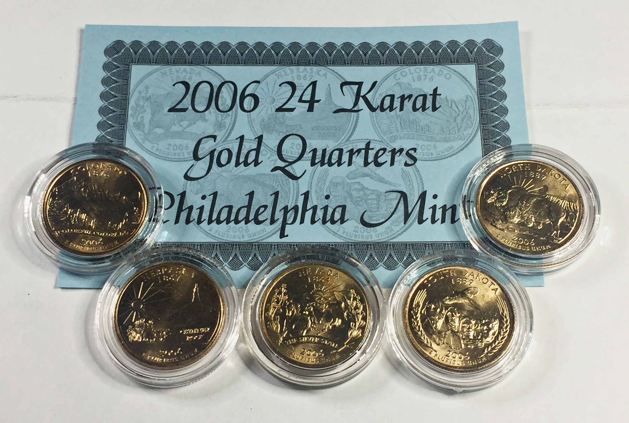 Full Five Full Five Coin Set of 2006-P 24K Gold Layered Commemorative State ...