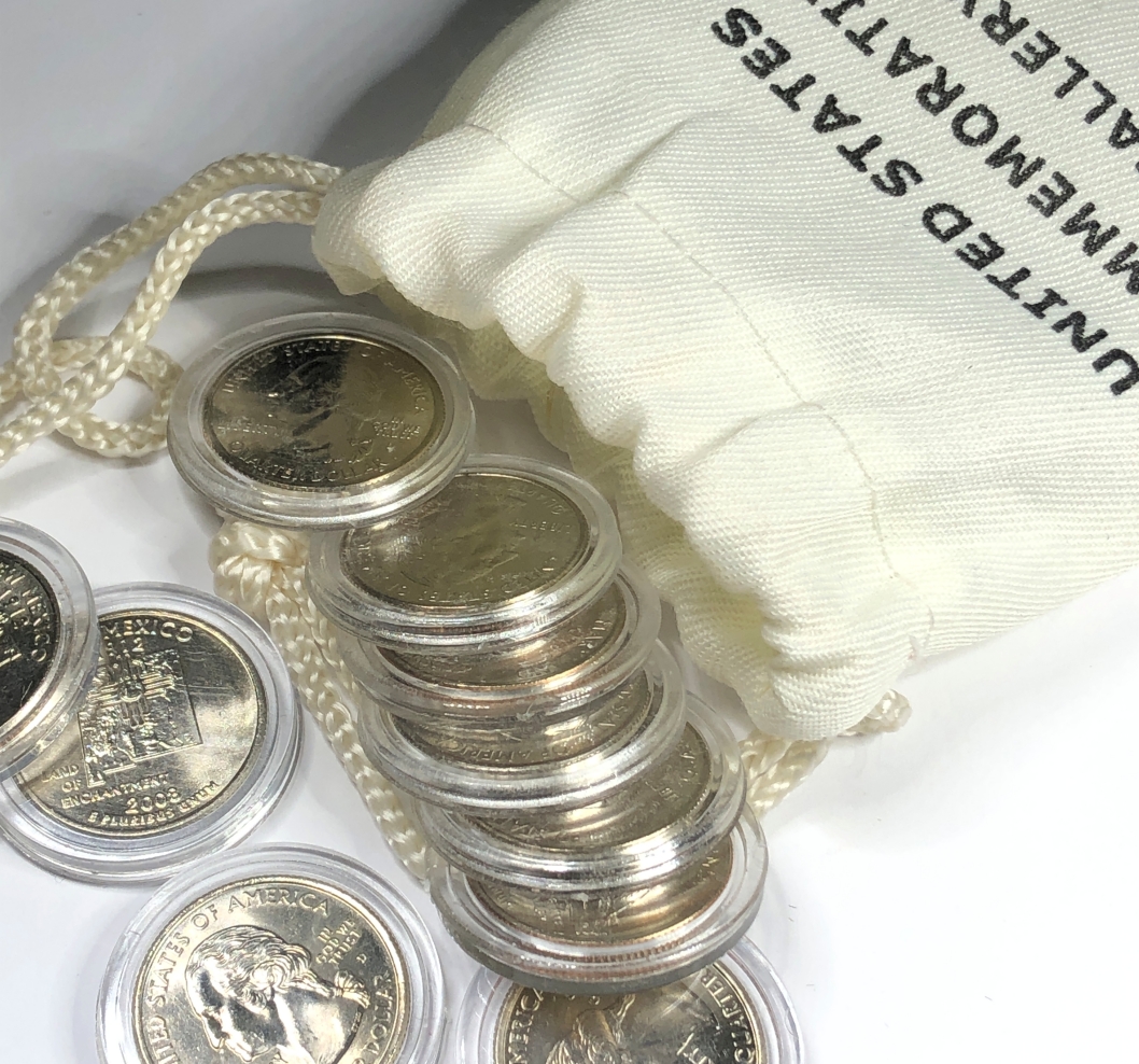 High Grade Uncirculated State Quarters (10) in Mint State Condition Protective Capsules Cloth