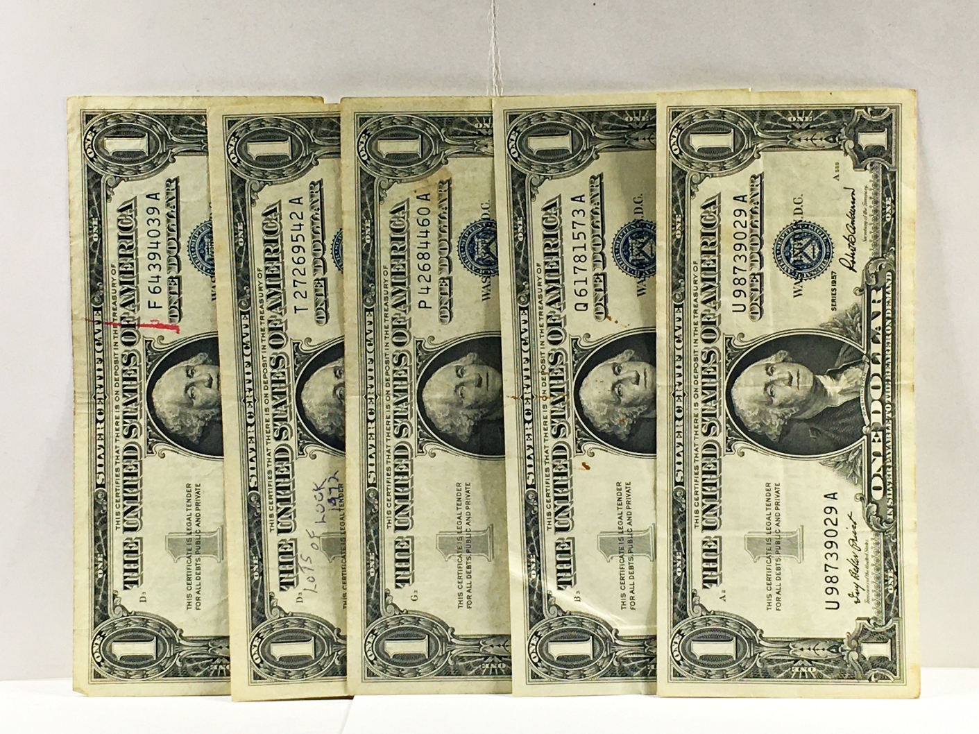 Lot of Five $1 Silver Certificate*Circulated*Crisp Paper | Property Room