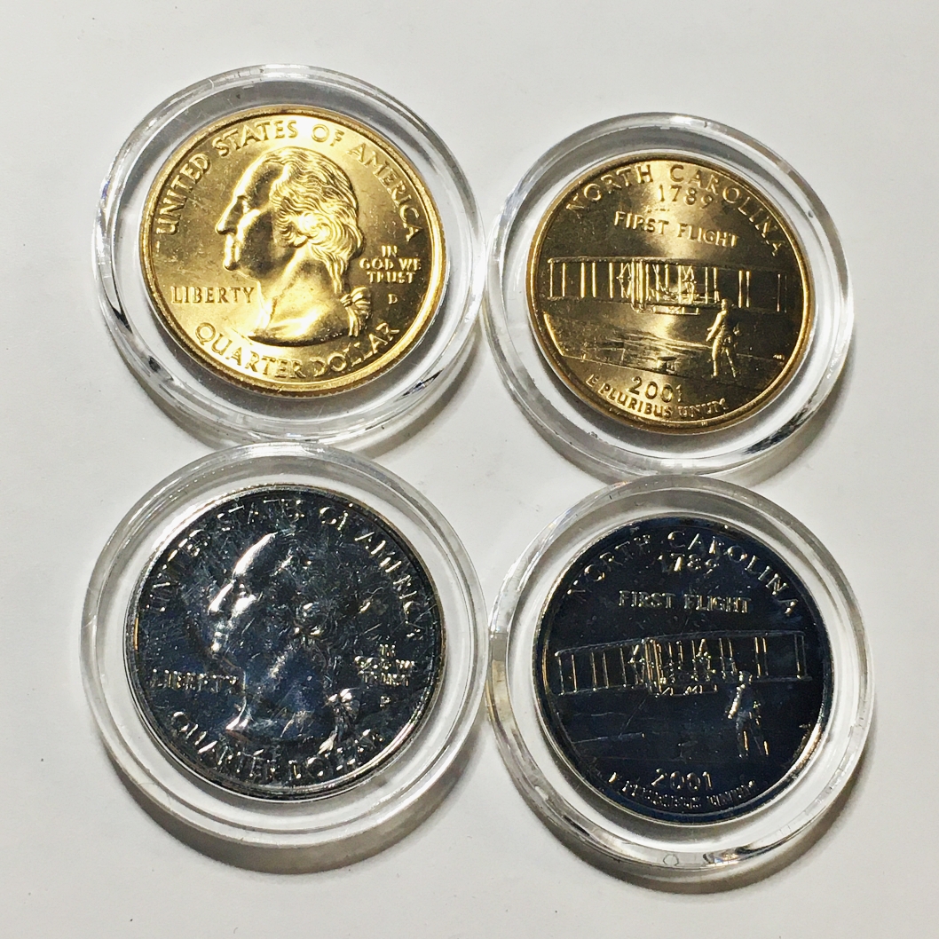 Lot of Four 2001P & D North Carolina States Commemorative Quarters*Two