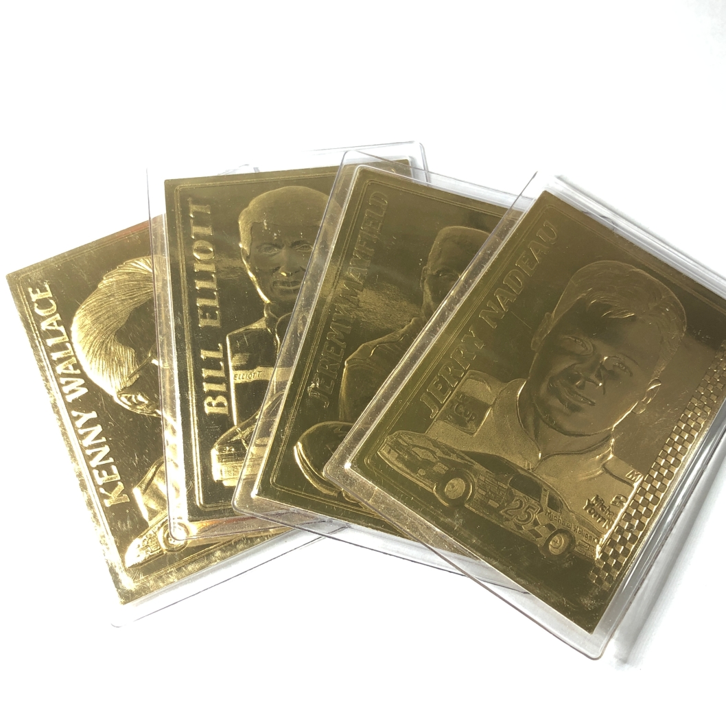 Lot of Four Gold Foil Race Car Driver Trading Cards*Kenny Wallace, Bill