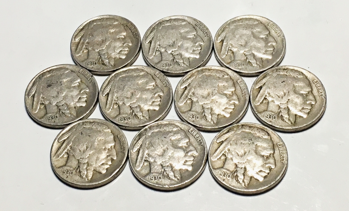 Lot of Ten Buffalo Nickels: Undated/Unclear Dates | Property Room