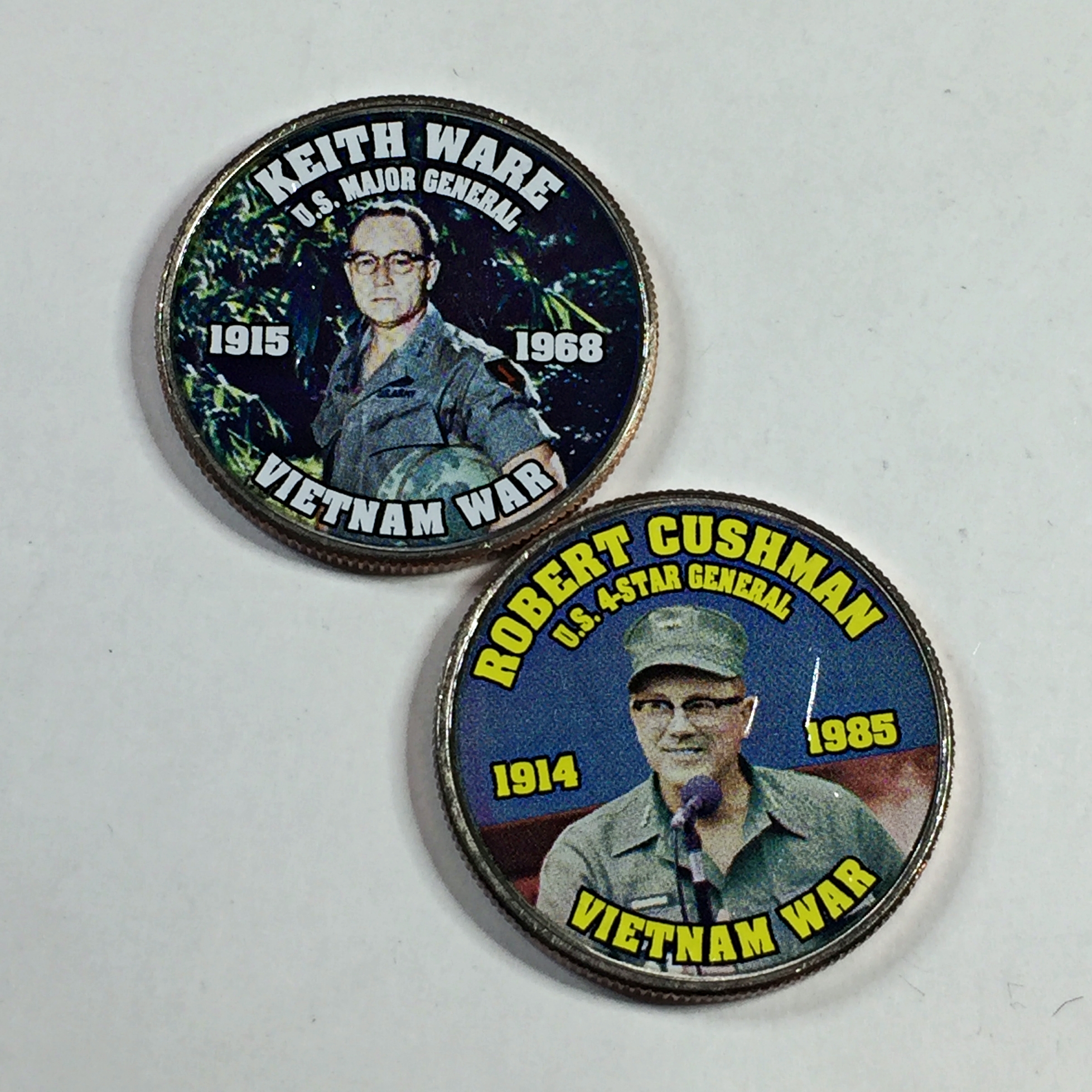 Lot of Two Colorized Kennedy Half Dollars Commemorating the Vietnam War ...
