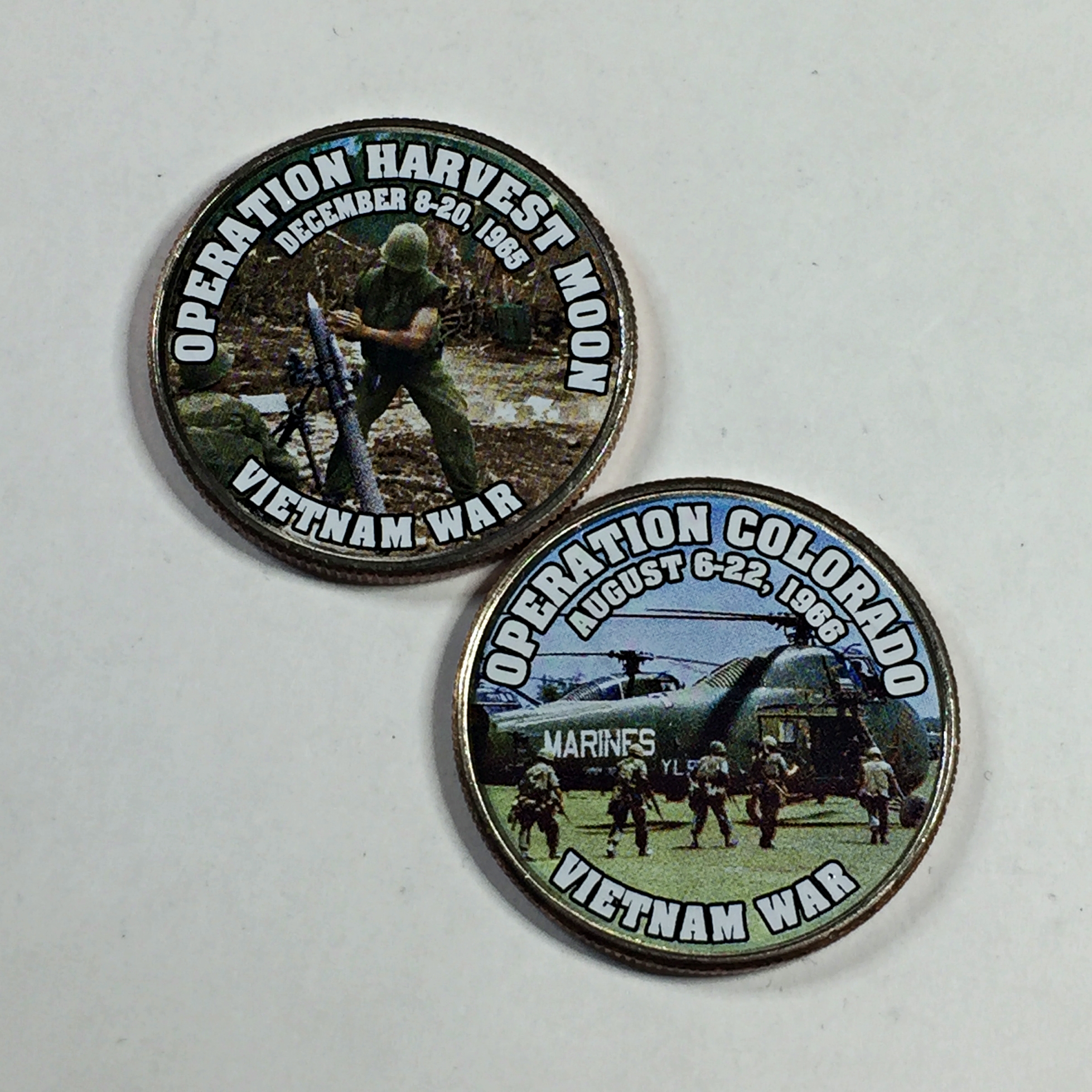 Lot of Two Colorized Kennedy Half Dollars Commemorating the Vietnam War ...