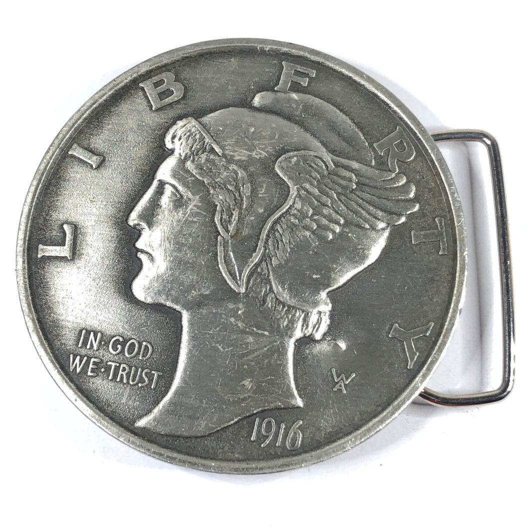 Mercury Head Dime Replica Belt Buckle*3" Diameter | Property Room