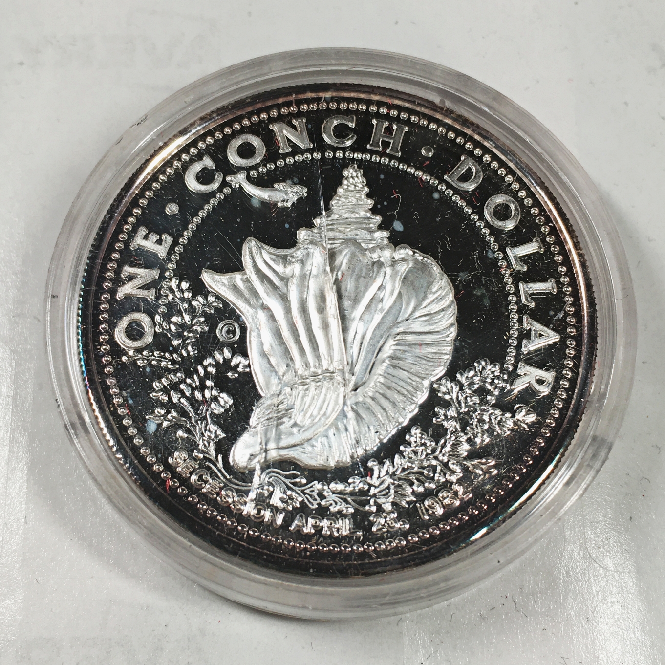 One Troy Ounce .999 Fine Proof Silver*Conch Republic Commemorative ; Key  West, Florida*In Capsule | Property Room, image size:1361x1361