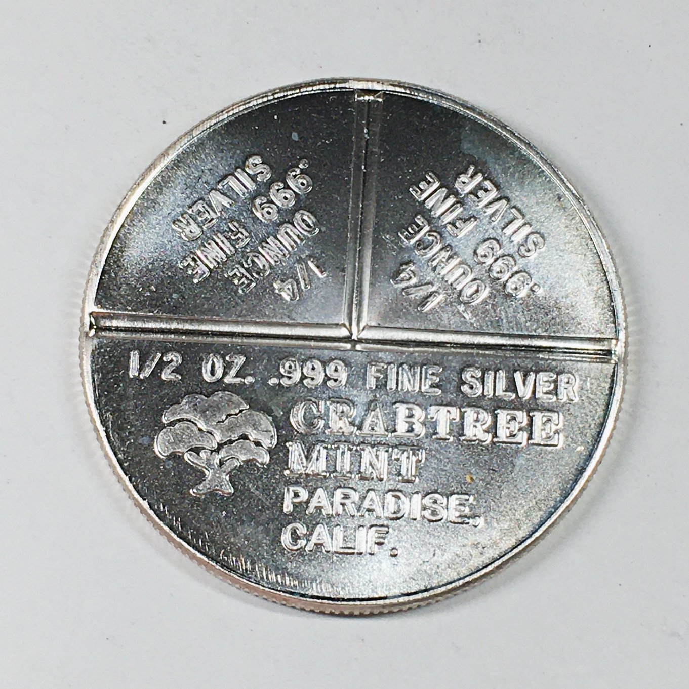 1 Troy Ounce Of Fine Silver 999 One Troy Ounce .999 Fine Silver VINTAGE Breaker Round*Crabtree Mint