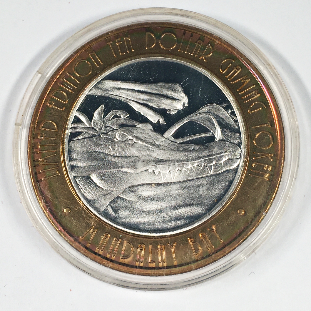 SILVER STRIKE*2002 Mandalay Bay 10 Gaming Token*Las Vegas*.999 Fine
