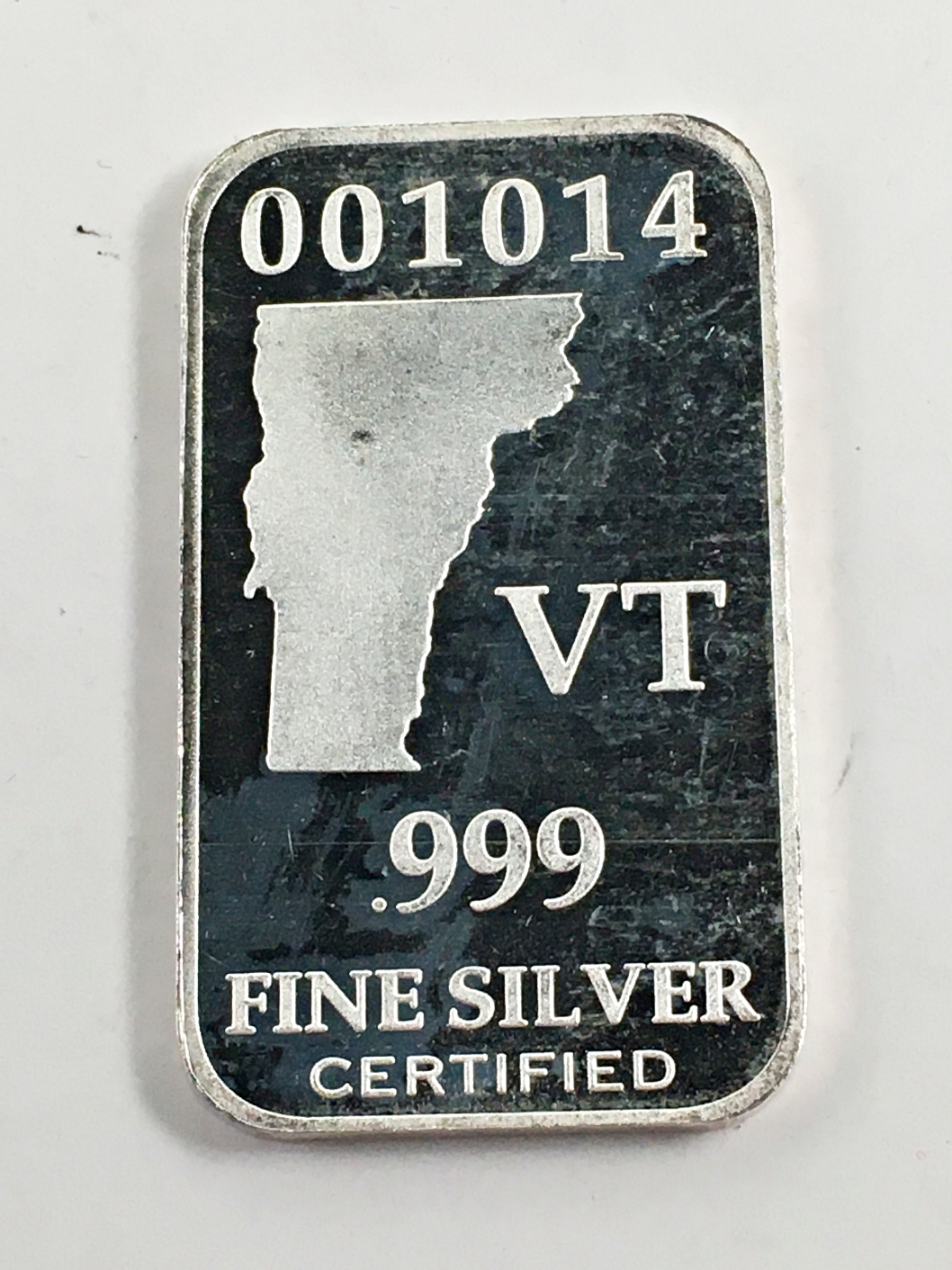 Vermont State Commemorative One Troy Ounce .999 Fine Silver Bar