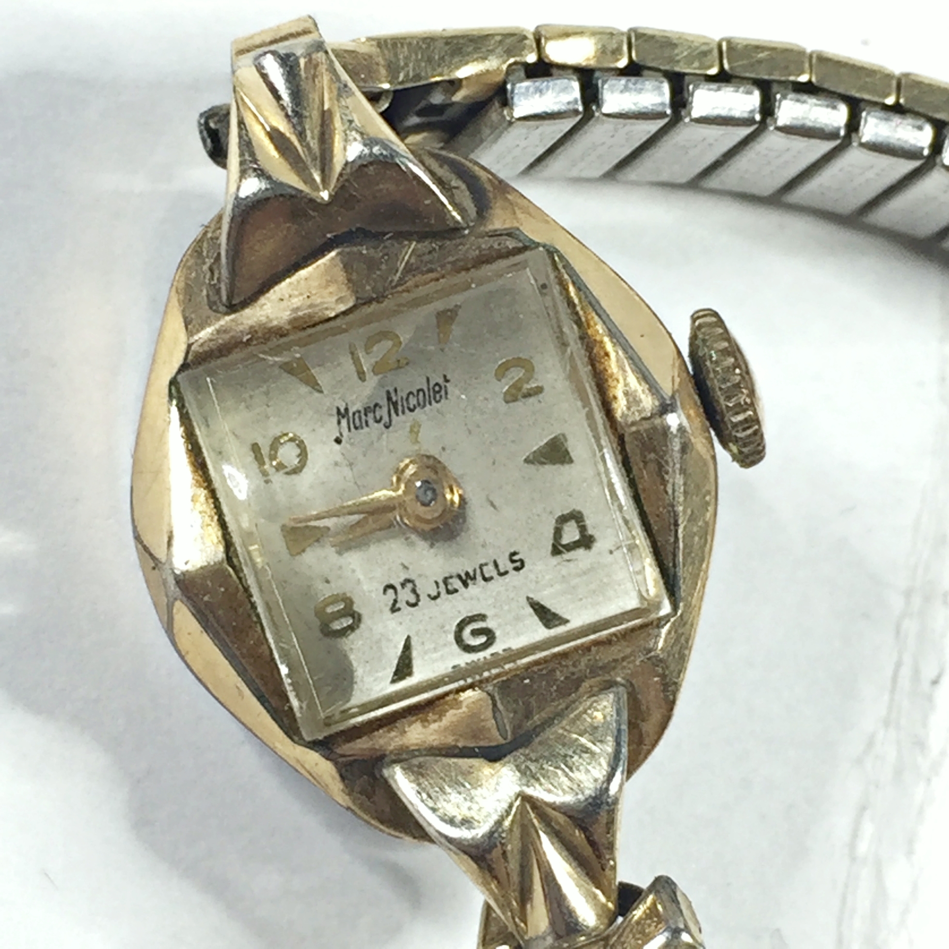 Vintage 10K Rolled Gold Marc Nicolet 23 Jewels Women's Wrist Watch 17
