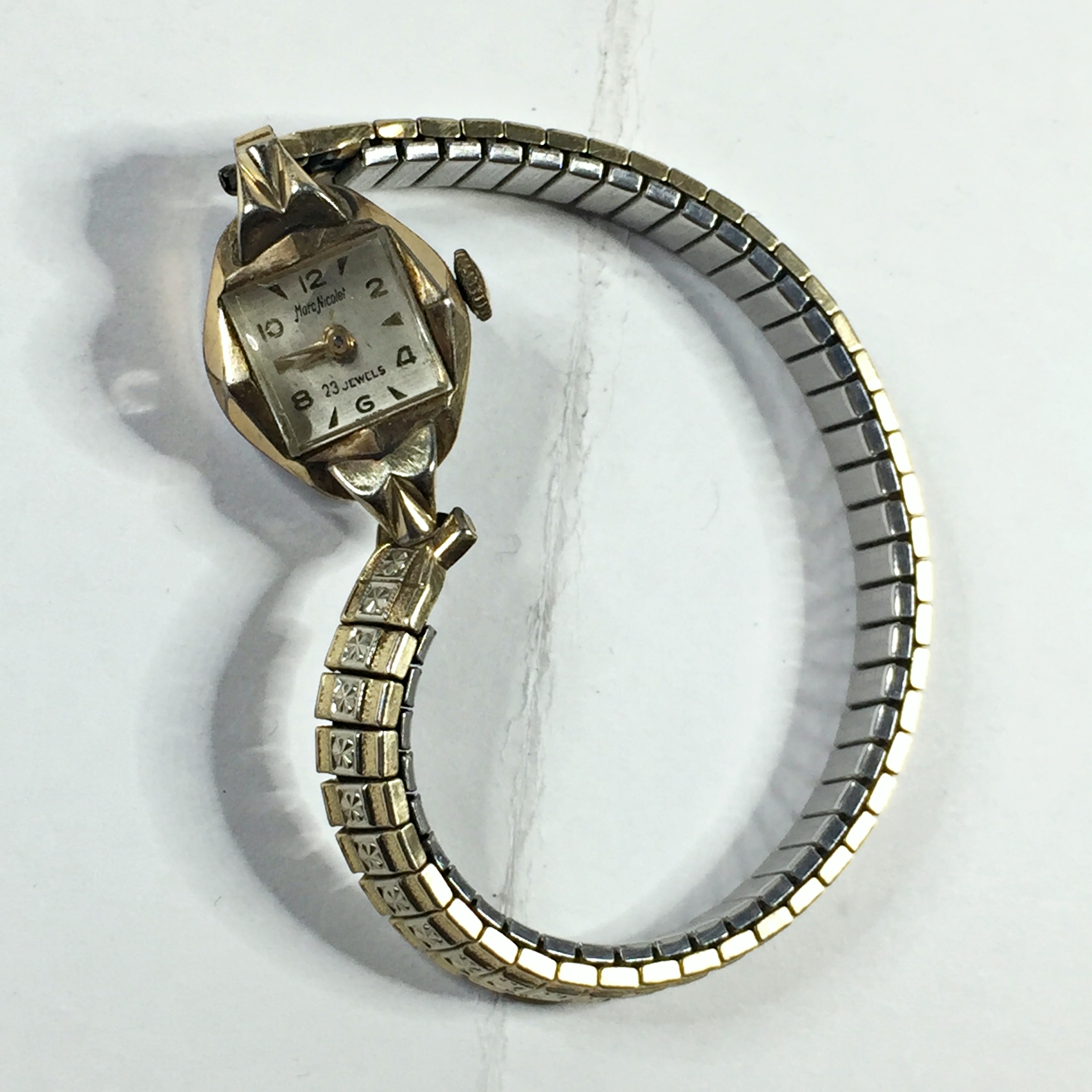 Vintage 10K Rolled Gold Marc Nicolet 23 Jewels Women's Wrist Watch 17