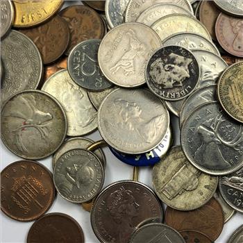 1 1/4lb World Coins and Tokens Several Silver Coins!