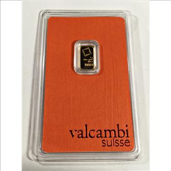 1 Gram .9999 Fine Gold Bar*Valcambi*With Assay Certificate
