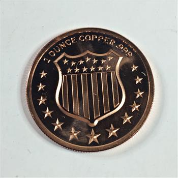 1 Ounce .999 Fine Proof Copper Round*The Bald Eagle