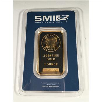 1 Ounce .9999 Fine Gold Bar*Sunshine Minting*Numbered*Proof