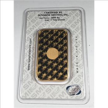 1 Ounce .9999 Fine Gold Bar*Sunshine Minting*Numbered*Proof