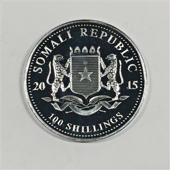 1 oz .999 Fine Proof Silver 2015 Elephant - African Wildlife - Somali Republic
