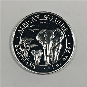 1 oz .999 Fine Proof Silver 2015 Elephant - African Wildlife - Somali Republic