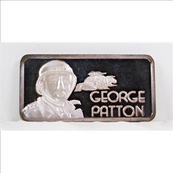 1 oz .999 Fine Silver George Patton Hamilton Mint - Our Greatest Americans Series Silver Art Bar - Pretty Blue and Purple Toning