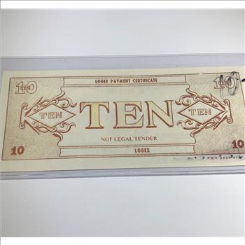 $10 Logex Payment Certificate*Logistical Exercise; Fort Lee, Virginia*USAFS Series 542*Not Legal Tender