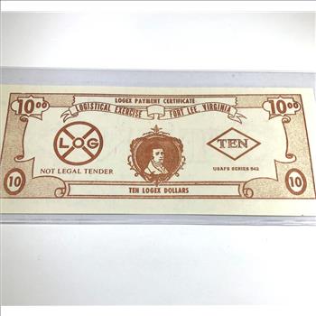 $10 Logex Payment Certificate*Logistical Exercise; Fort Lee, Virginia*USAFS Series 542*Not Legal Tender
